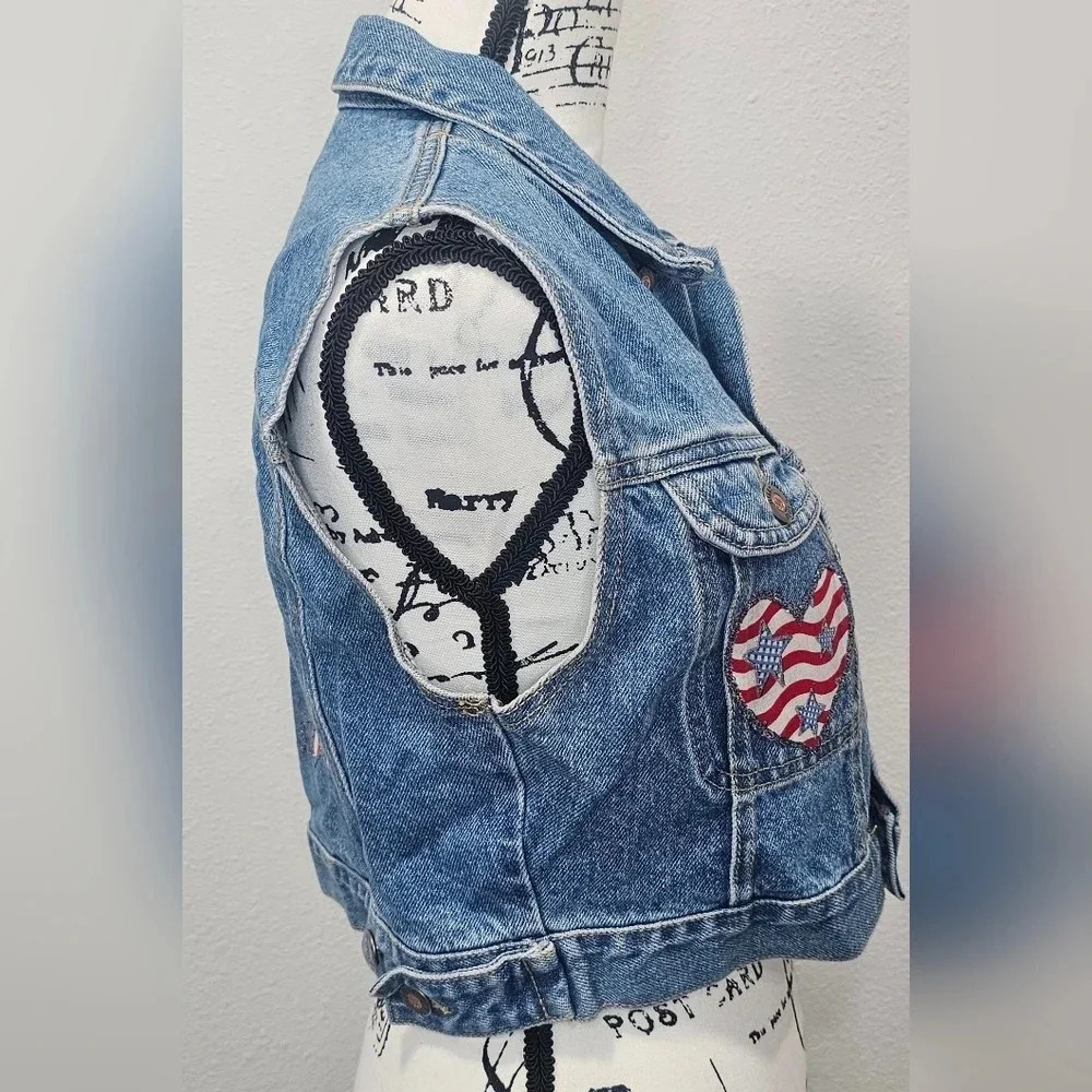 Vintage 90s Billy Blues Denim Vest Pockets Womens Size Medium USA Made - Picture 4 of 13